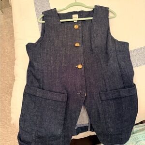 NWT Maeve Denim Sleeveless Vest with Pockets